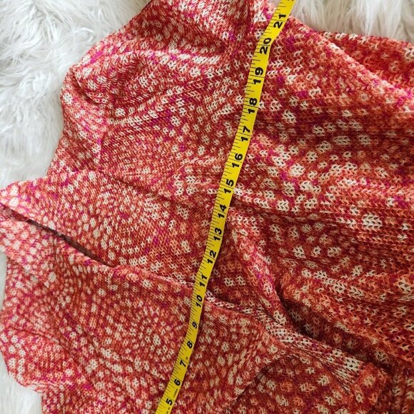 Ruby Rd Cardigan Women Size LARGE Orange Red‎ Mesh Lace Shrug Open Front Boho - Picture 8 of 13